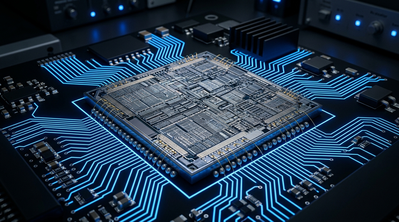 High-tech semiconductor microchip background